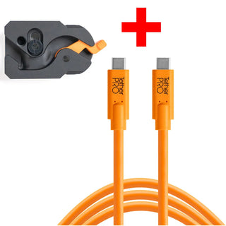 Tetherguard Leverlock Plate with USB-C 4.6m Orange Kit