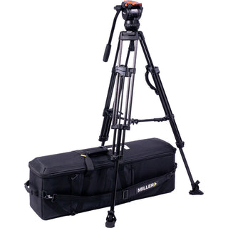 Miller Versa CXV2 Head, 75 Sprinter II 2-Stage Carbon Fiber Tripod, Mid-Level Spreader, Rubber Feet & Soft Case Kit