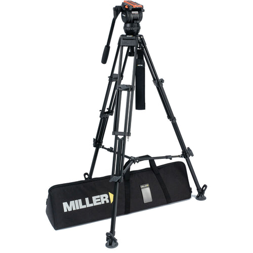 Miller Versa CXV8 Head, Toggle 2-Stage Alloy Tripod, Mid-Level Spreader, Rubber Feet & Soft Case Kit