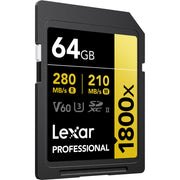 Lexar Professional Gold Series 64GB SDXC UHS-II 270MB/s Memory Card - V60