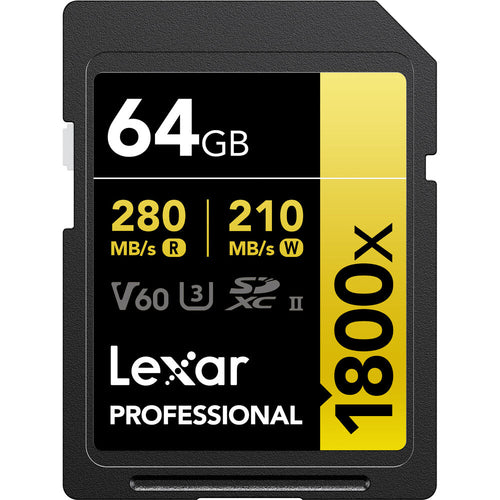 Lexar Professional Gold Series 64GB SDXC UHS-II 270MB/s Memory Card - V60