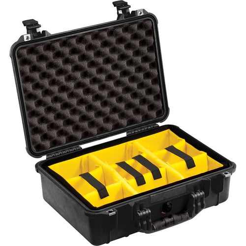 Pelican 1504 Waterproof 1500 Case with Yellow and Black Divider Set (Black)