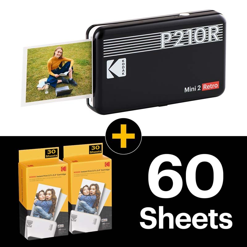 Kodak Mini 2 Retro Instant Photo Printer Black P210RB 
