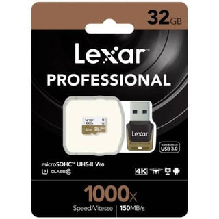 Lexar Professional Gold 32GB microSDHC UHS-II 150MB/s Memory Card with USB 3.0 Reader - V60