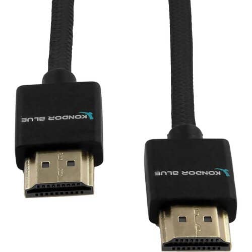 Kondor Blue HDMI to HDMI 40cm Thin Braided Cable for on Camera Monitors (Black)